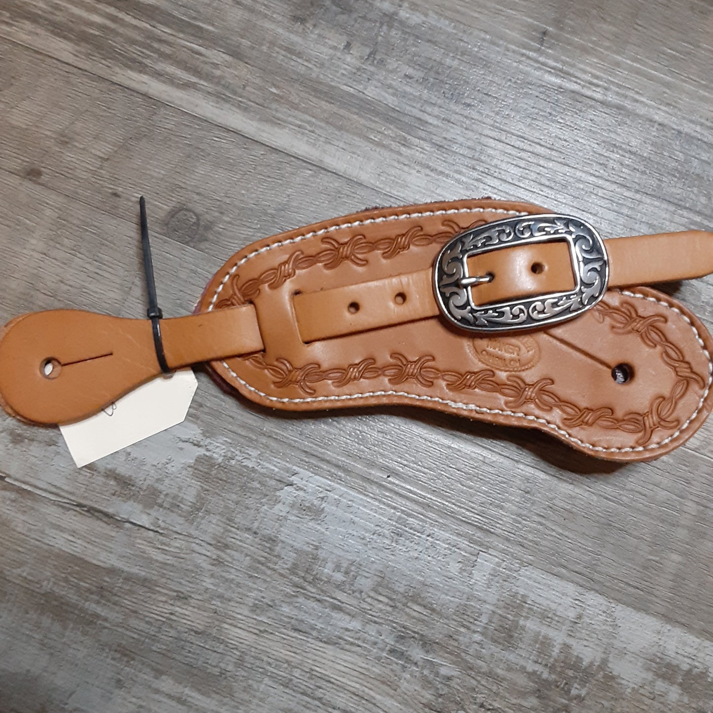 JR Miller Custom Saddlery Wide Spur Straps w Barbwire