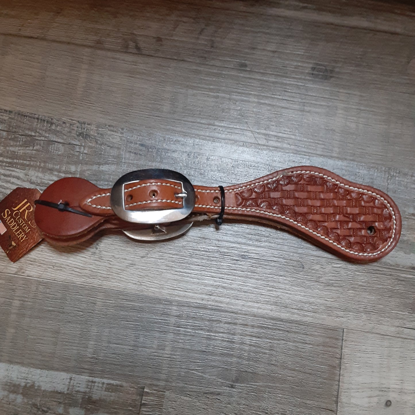 JR Miller Custom Saddlery Ladies Basketweave Spur Straps