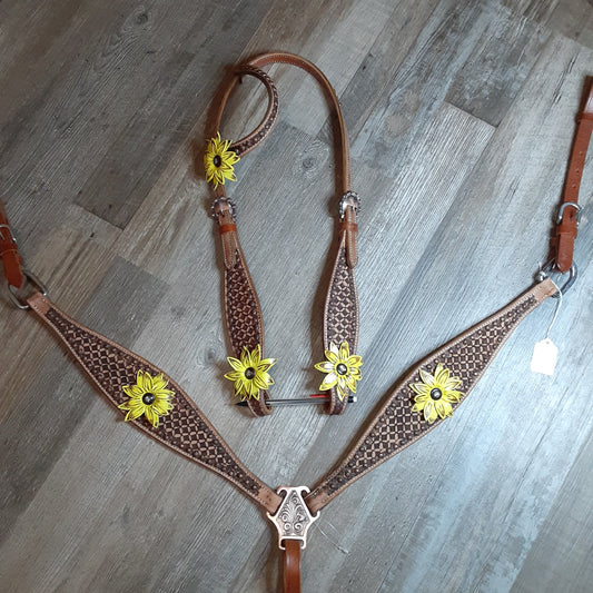 Showman Sunflower Headstall & Breastcollar Set