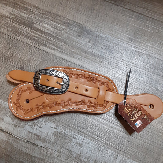 JR Miller Custom Saddlery Wide Spur Straps w Barbwire